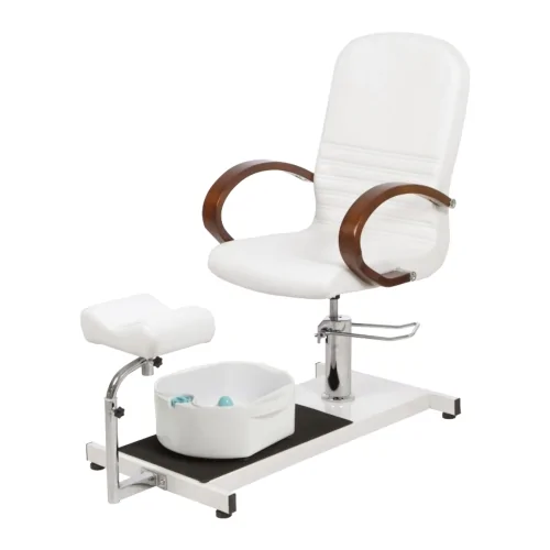 Hydraulic pedicure chair with tub and footrest